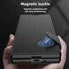 Magnetic Buckle Card Holder Flip Phone Case + Film for Samsung Galaxy Z Fold 7 Zfold 6 Wireless Charging Leather Thin Hard Cover