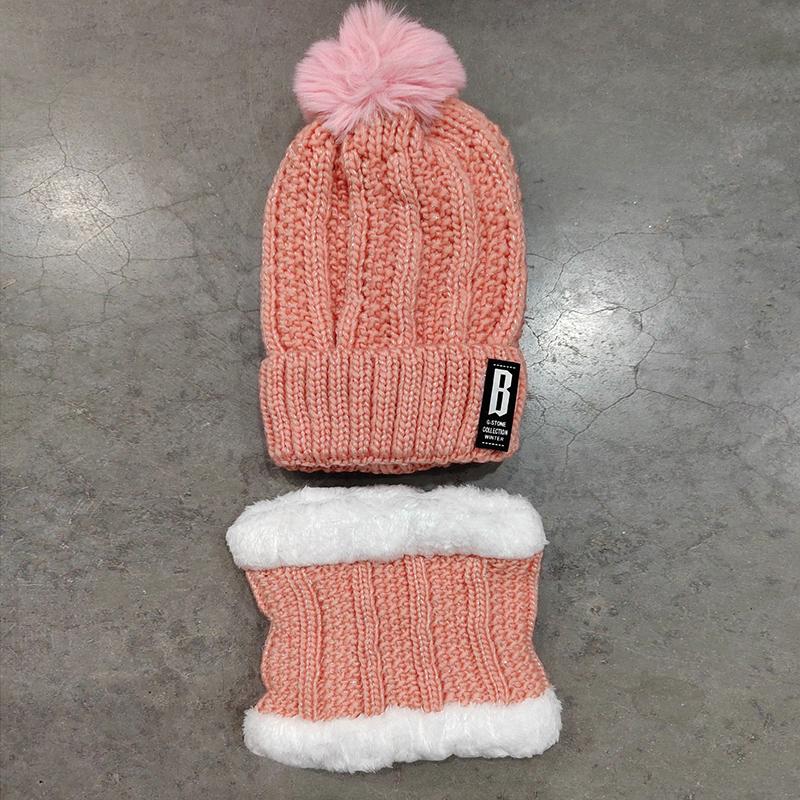 Winter Knitted Scarf Hat Set Thick Warm Skullies Beanies Hats For Women Outdoor Cycling Riding Ski Bonnet Caps Scarf