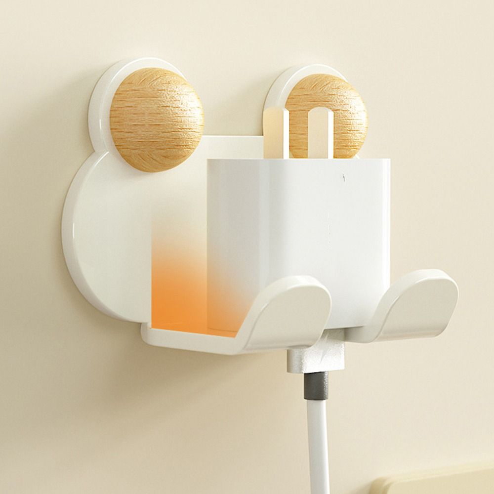 Punch-free Power Plug Socket Holder Cartoon Animals Wall Storage Hook Socket Storage Rack  for Home