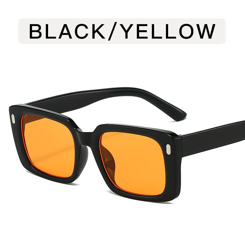 Rectangle Shape Female Sun Glass Korean Fashion Rivets Decoration Sunglasses for Men Fashion Trendy Party Sunglasses