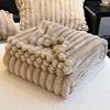 Plush Winter Throw Blanket Faux Rabbit Fur Cozy Fluffy Bubble Soft Warm Thick Furry for Couch Bed Living Room with Stitching