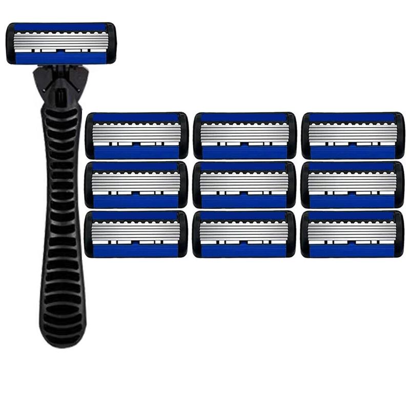 6-Layers Safety Razor Set High Quality Men Razor Sharp Stainless Steel Shaving Changeable Shaver Head Blade