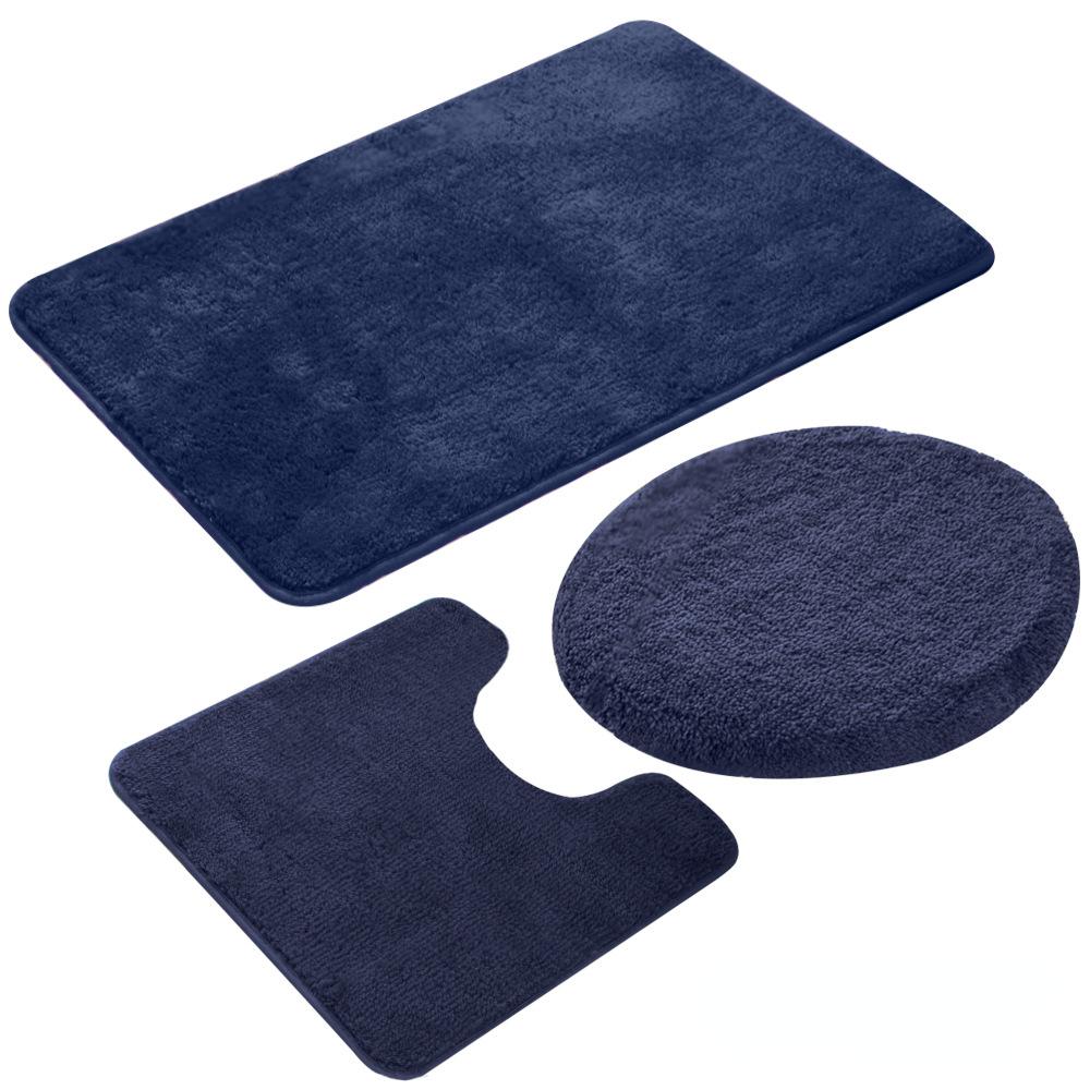 Set 3 pezzi Tappetino da bagno a tinta unita Set Tappeti da bagno con peli soffici Moderno Kit tappetini copriwater rettangolari 50*80 50*40 45*50cm