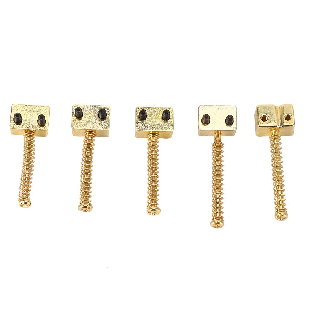 5Pcs Bass Bridge String Saddles for Bass Electric Guitar Replacement Part Spring ScrewsGolden