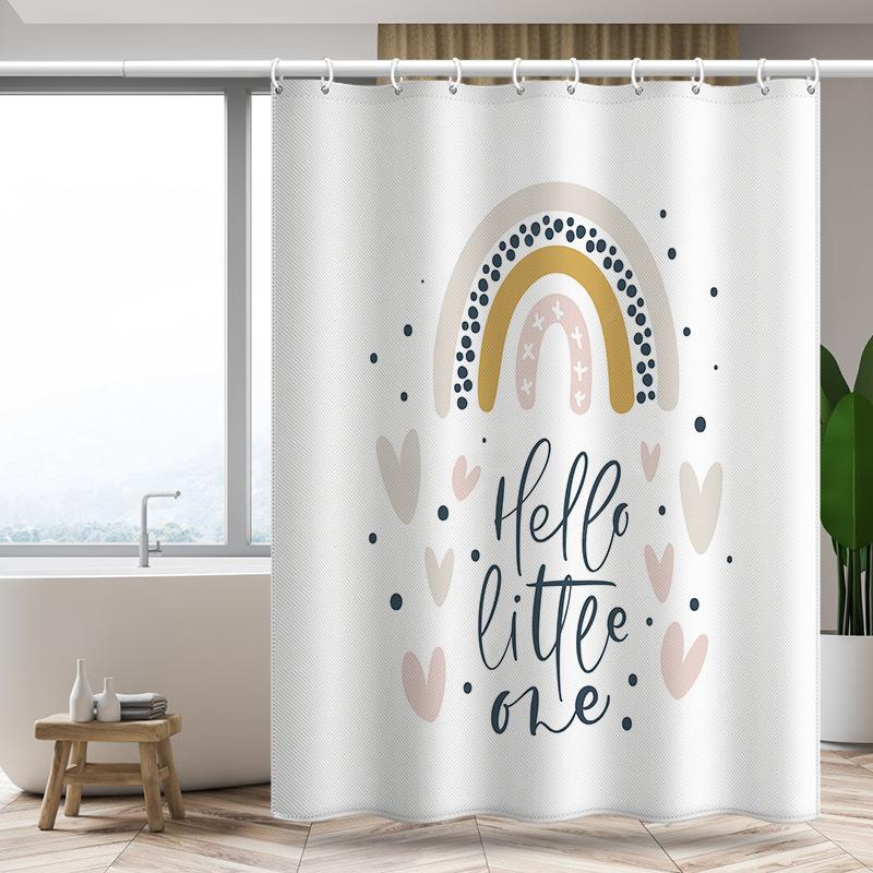 Bathroom Thickened Waterproof Curtain Mildew Proof Shower Curtain Shower Partition Curtain Shower Curtain Bathroom Curtain Free Perforation