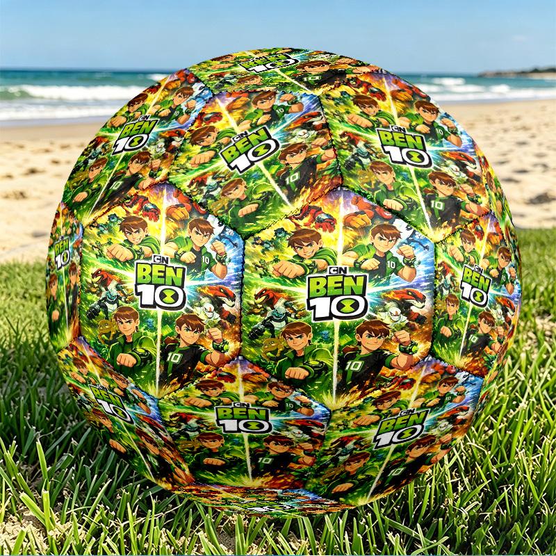 Ben 10 Cartoon Print Size 5 Soccer Ball, PU Wear Resistant Football for Match Training and Daily Practice, Birthday Gift for Soccer Fans