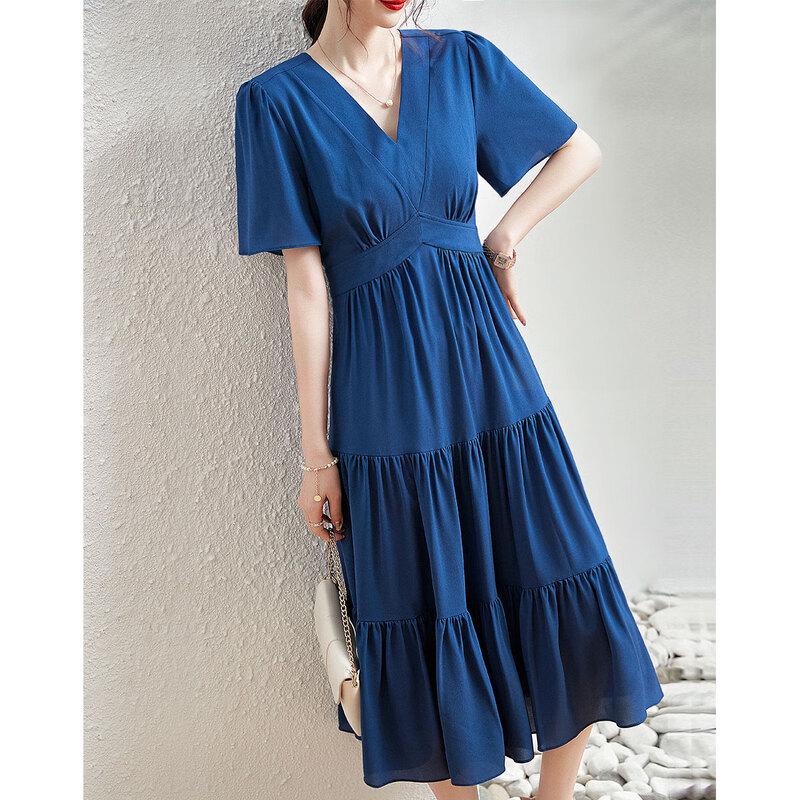 Demana V-Neck A-Line Short Sleeve Ruched Dress