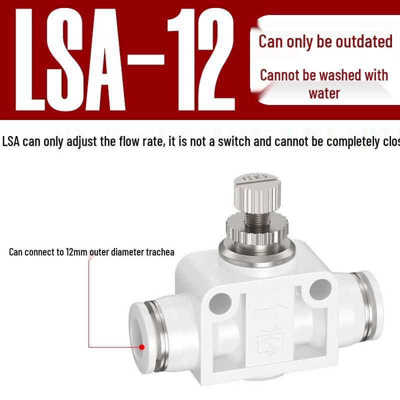 Quick Connect Pneumatic Air Hose Throttle Valve - Flow Restrictor Fitting with Adjustable PA Pipe LSA