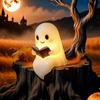 Spookys LED-Geister lesen ein Buch Niedliche Geister Schreibtischskulptur Statuen für Wohnzimmerdekoration