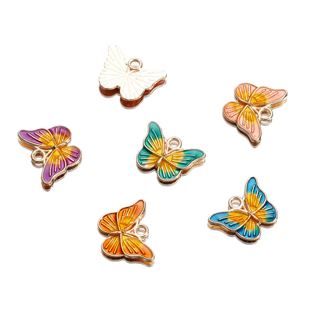 4Pcs/Lot 4 Styles Alloy Metal Drop Oil Butterfly Charms Animal Pendant For DIY Bracelet Necklace Jewelry Making Accessories