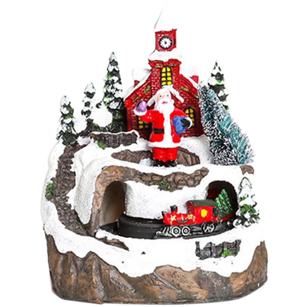 Christmas House Village Rotating Train Scene LED Lighting Battery Operated LED Light Up Christmas Decoration Unique Xmas Gifts