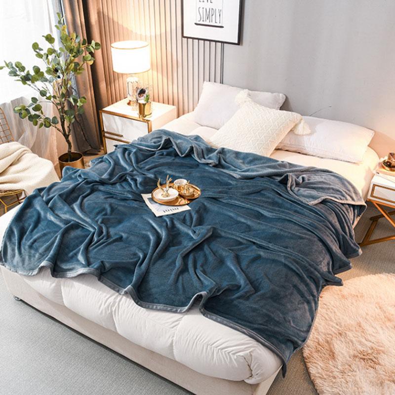 Nordic Soft Solid Color Flannel Blanket Multifunctional Comfort Colorfast Towel Quilt Four Seasons Sofa Blanket for Office Nap