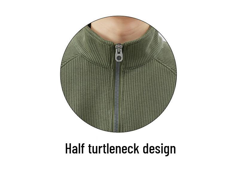 Men's Trendy Thick Half-Zip Hoodie with Stand Collar, Plus Velvet Base Layer for Spring, Autumn, and Winter 2025