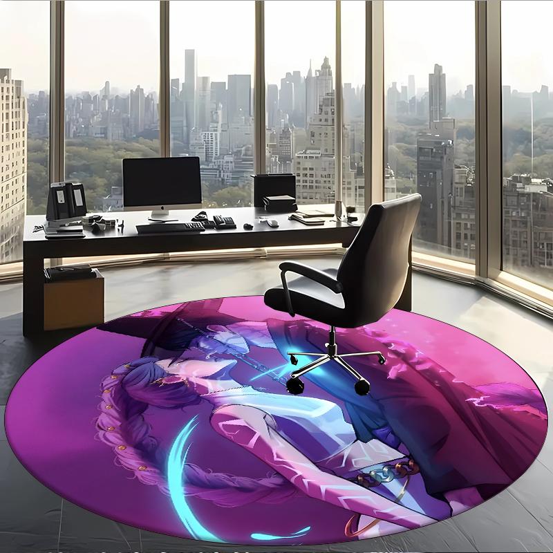 Rujinu (14) Round Office Rug Decorative Floor Rug for Office Bedroom Living Room and Home Space