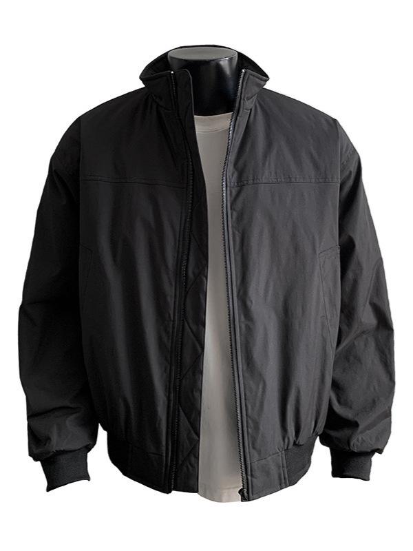 Herren High-End Baumwolle Workwear Bomberjacke - Stehkragen, Lässiger lockerer Coach-Stil für Herbst/Winter