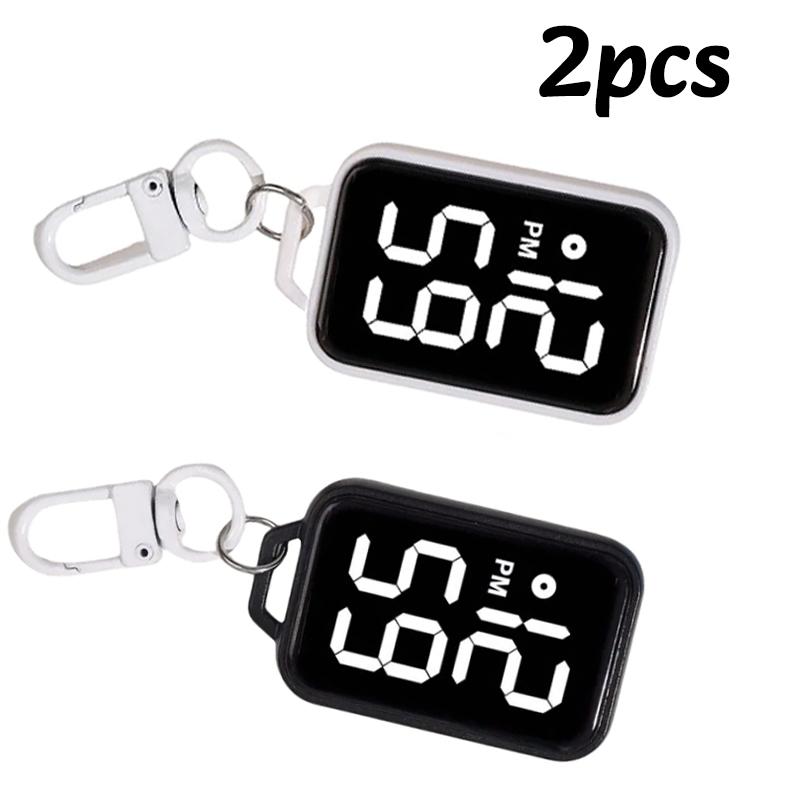 1PC LED Keychain Pocket Watch Digital Display Electronic Watch Student Backpacks Keys Pendant Cartoon Small Hanging Watch Gift