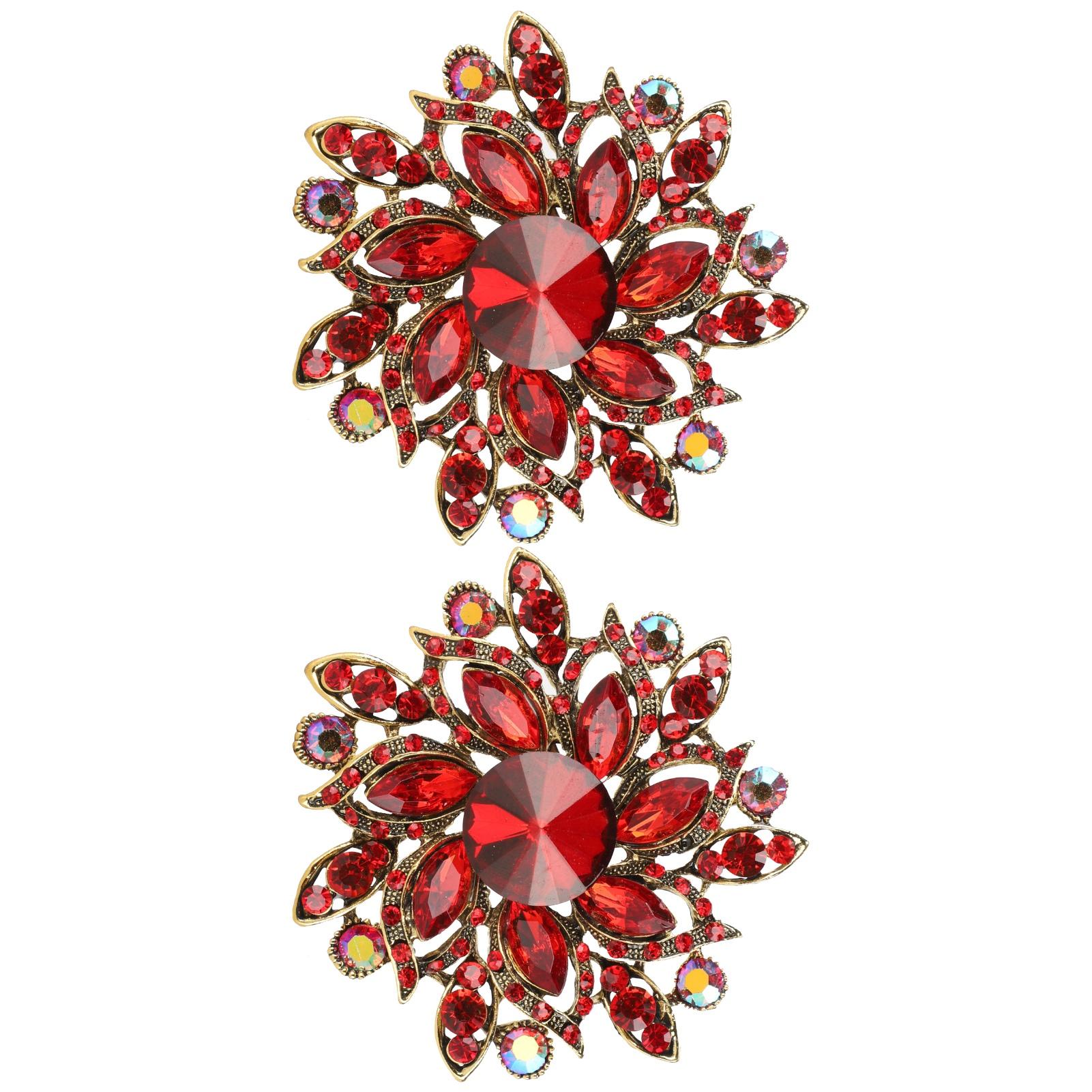 

2шт. Цветочная брошь в стиле ретро с бриллиантами, модная одежда, костюм, лацкан, корсаж, аксессуары, красный красный