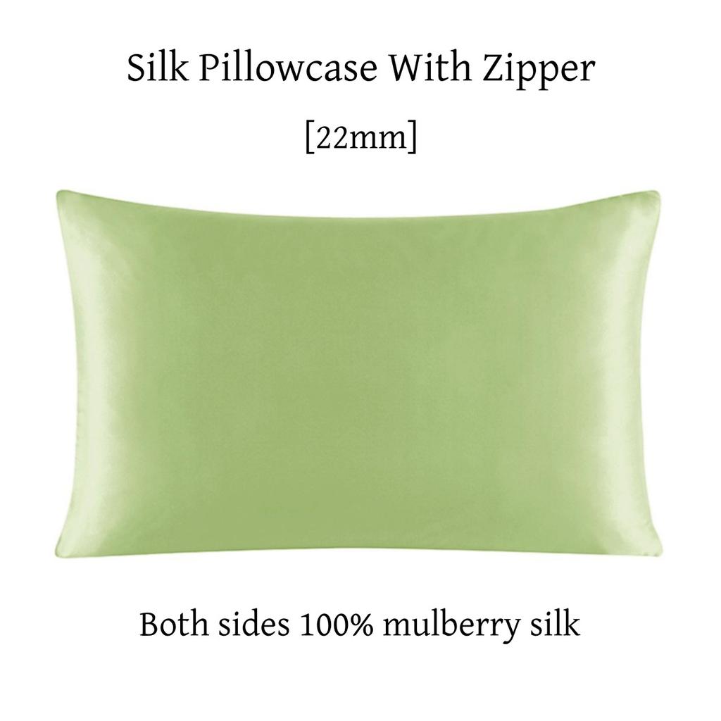 22 Momme Silk Zipper Pillowcase 1pc 100% Nature Mulberry Silk Muticolor Pillow Case For Healthy Standard Queen King