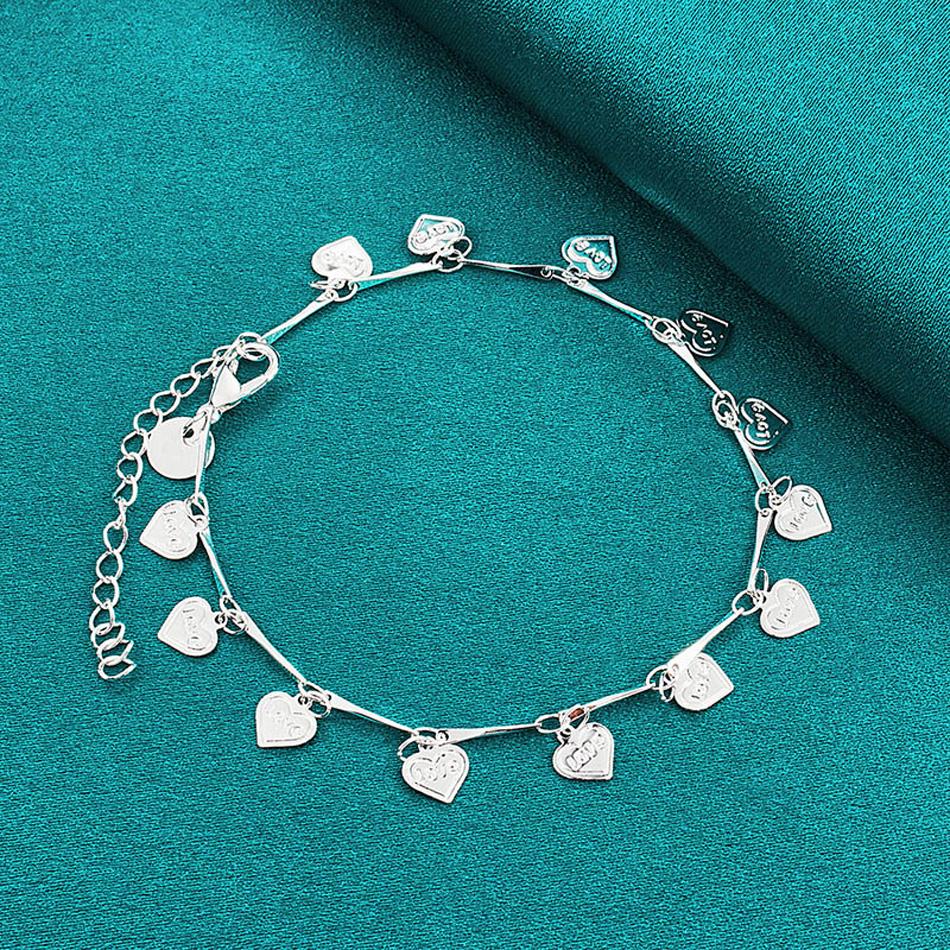 

Браслет с сердцем из стерлингового серебра 925 пробы для женщин, модные ювелирные изделия для свадебной вечеринки 20cm