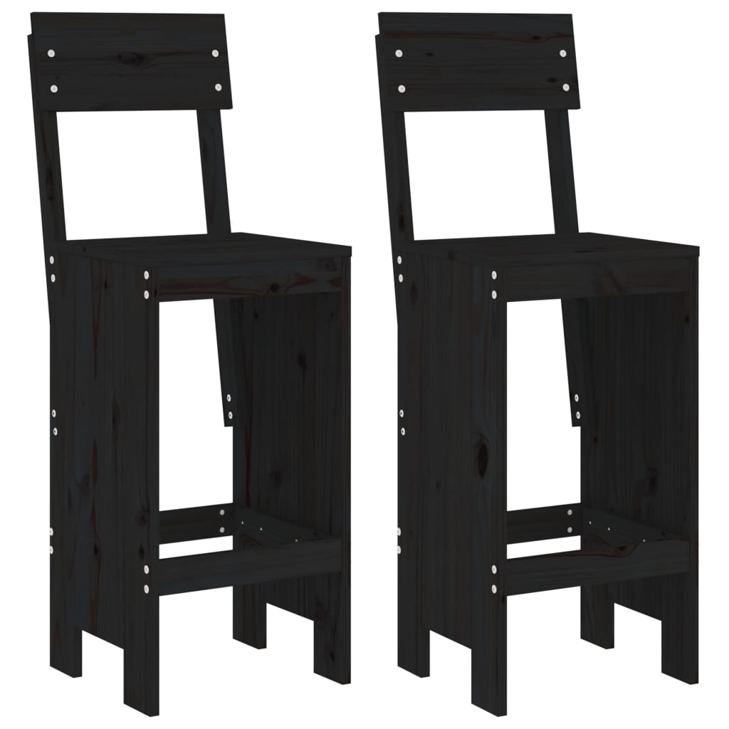 Vidaxl Bar Stools, 2 Pcs, Black, 40X48.5X115.5 Cm, Pine Wood