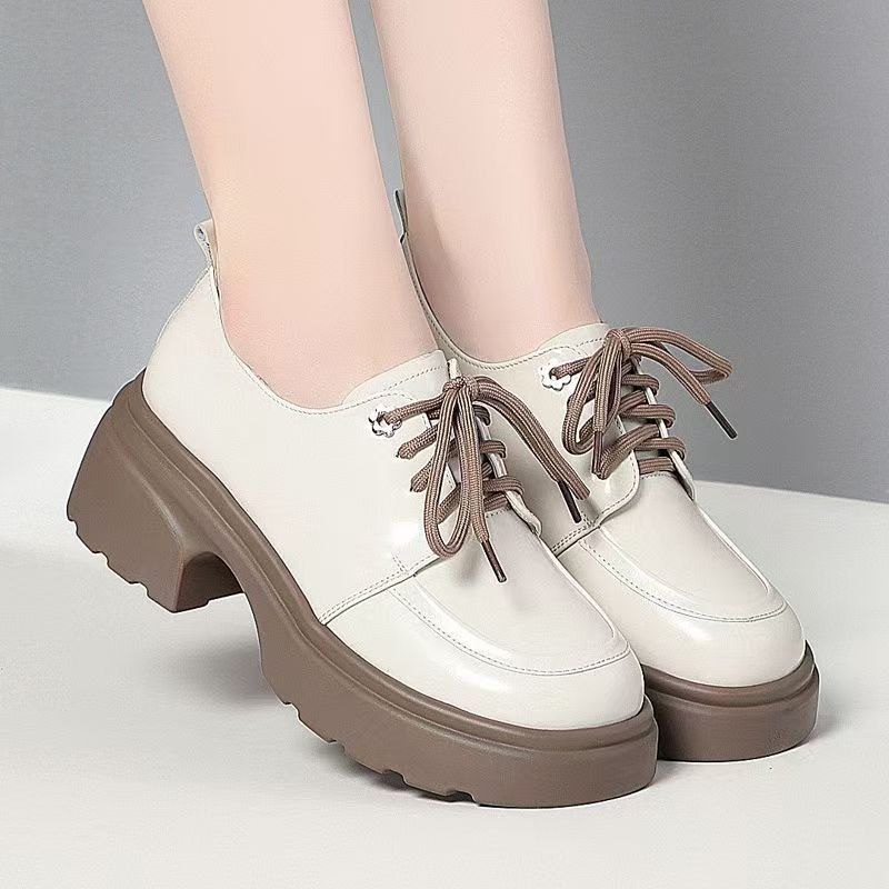 

Lace-up Loafers, Women s Patent Leather Shoes, New Autumn Style, Thick-soled, British Style Leather Shoes, Single Shoes 41