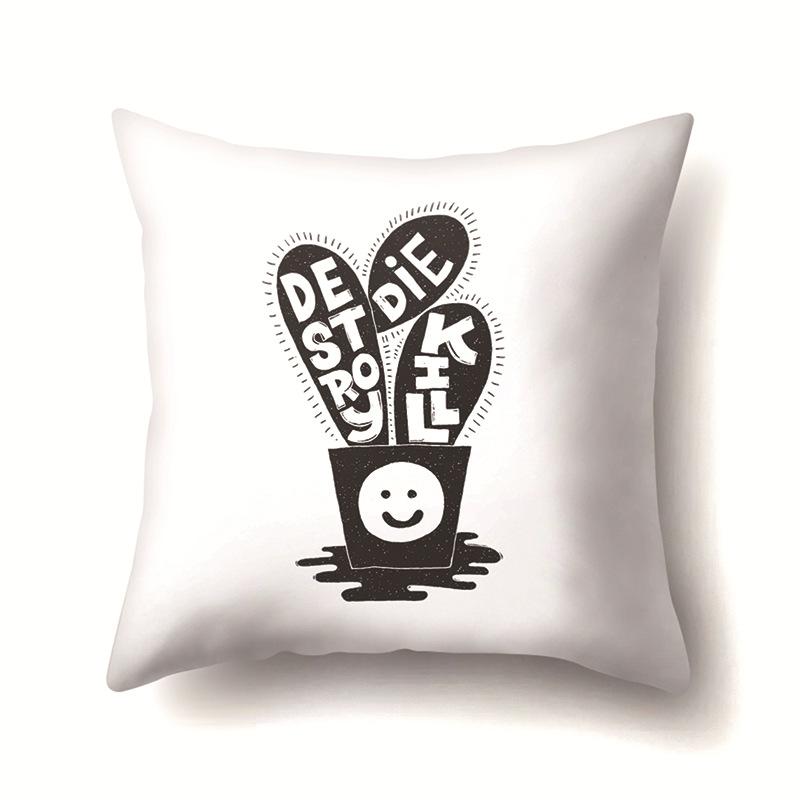 

Nordic Style Ins Illustration Graffiti Polyester Pillowcase Car Decoration Home Printed Waist Rest Pillowcase No pillow core