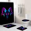 Creative Fashion Series Shower Curtain Floor Mat Combination Four-Piece Set Bathroom Toilet Carpet Shower Room Mat Foot Mat