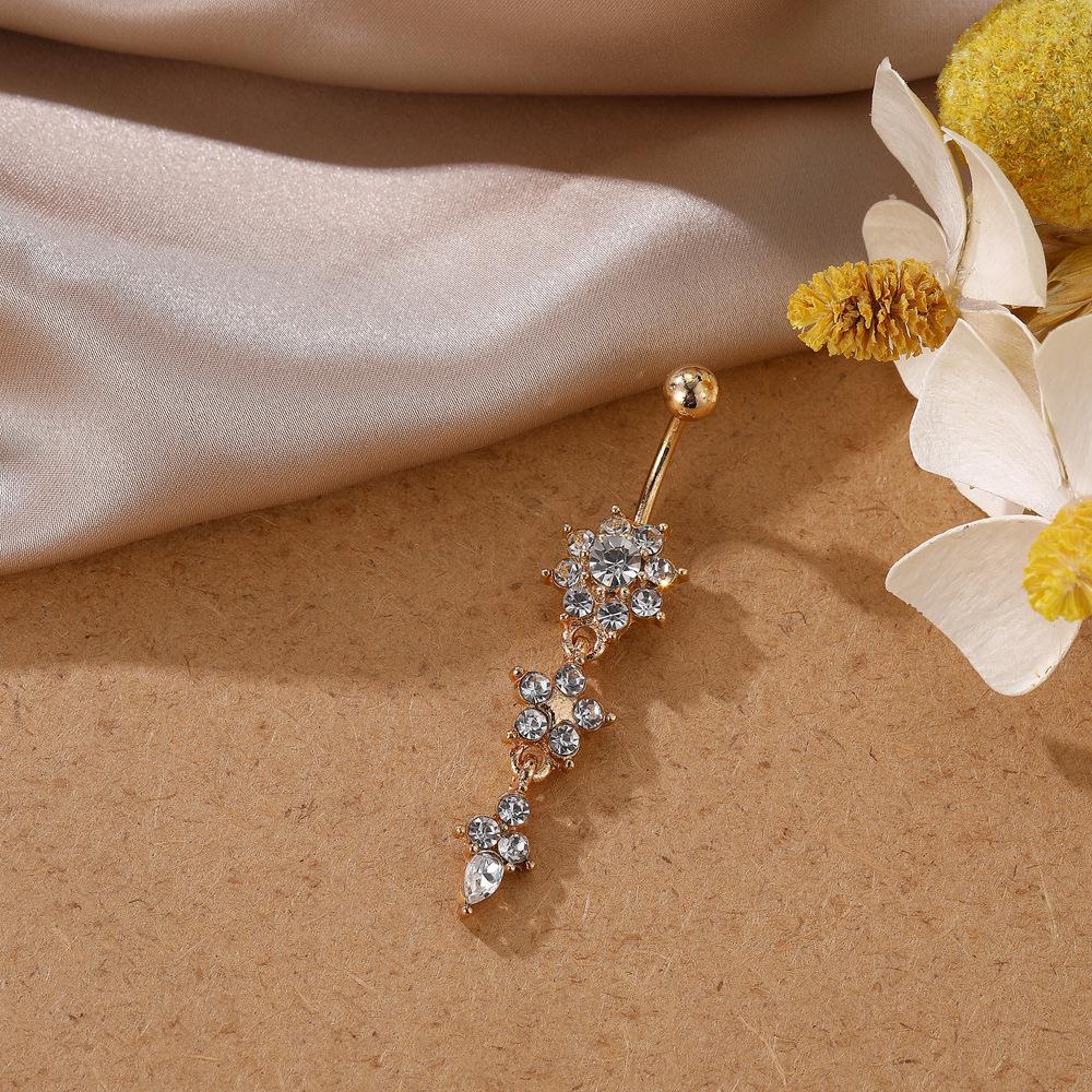 ZAKOL Flower 1 Pc Metal Crystal Zircon Belly Button Rings Piercing Women Navel Fashion Body Jewelries Gifts