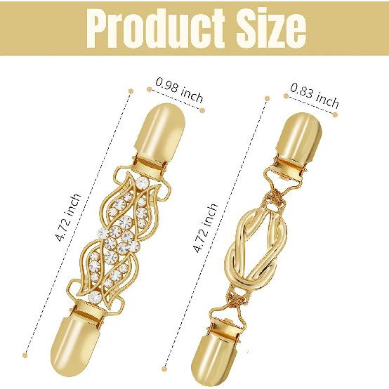 4 Pcs Waist Cincher & Shirt Clip Retro Dress Cinch Clips for Shawl, Gold Silver Waist Cincher Clip, 2 Style Dress Clips Back Cinch