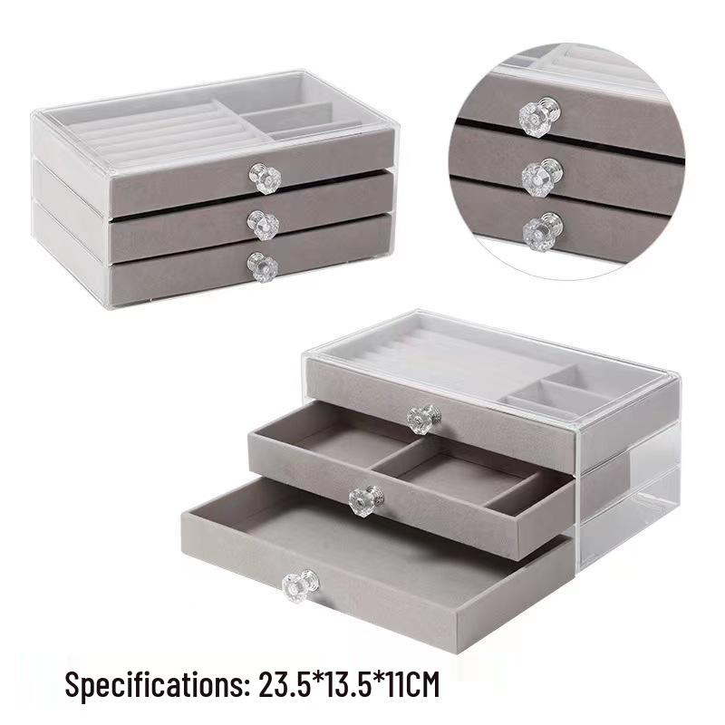 

Acrylic Three-Layer Jewelry Box for Rings, Hair Accessories, and Bracelets with Velvet Lining 23.5cm x 14cm x 10.5cm