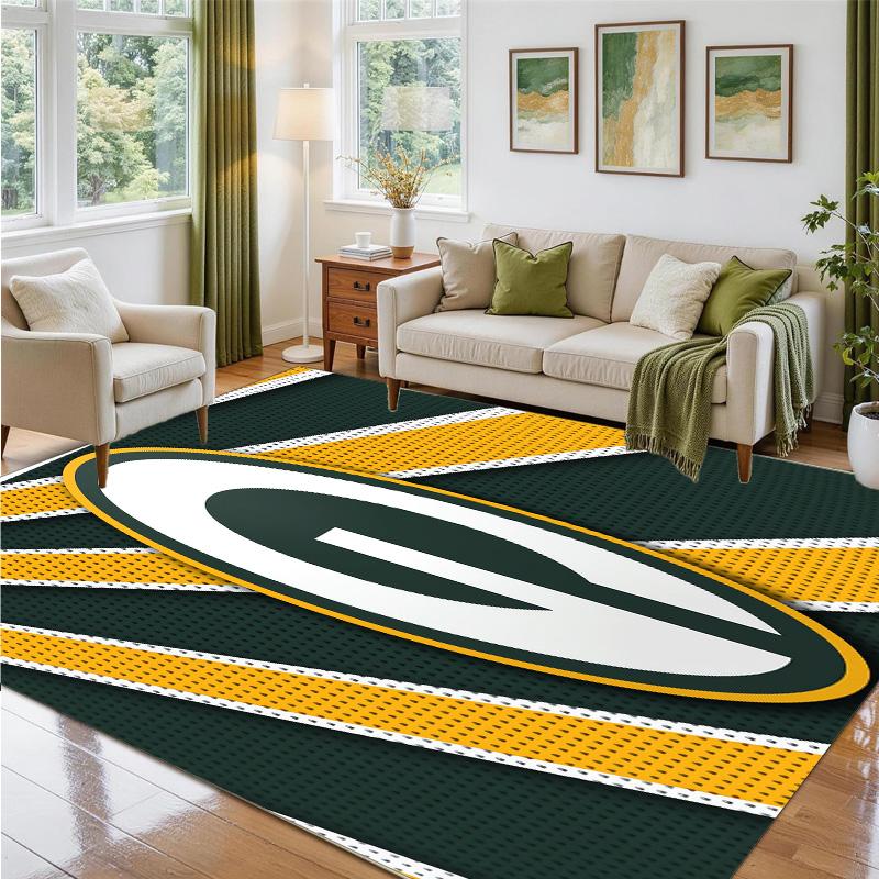 Green Bay Packers Design Crystal Velvet Rug Soft Decorative Mat for Bedroom Entrance