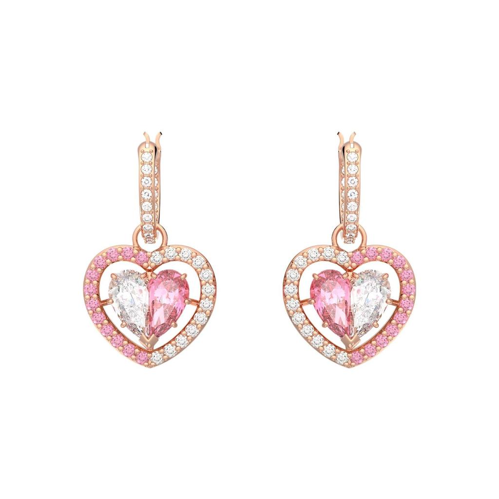 Swarovski Gema Symmetrical Heart-Shaped Water Drop Earrings Women Earrings Rose-Gold 5653010