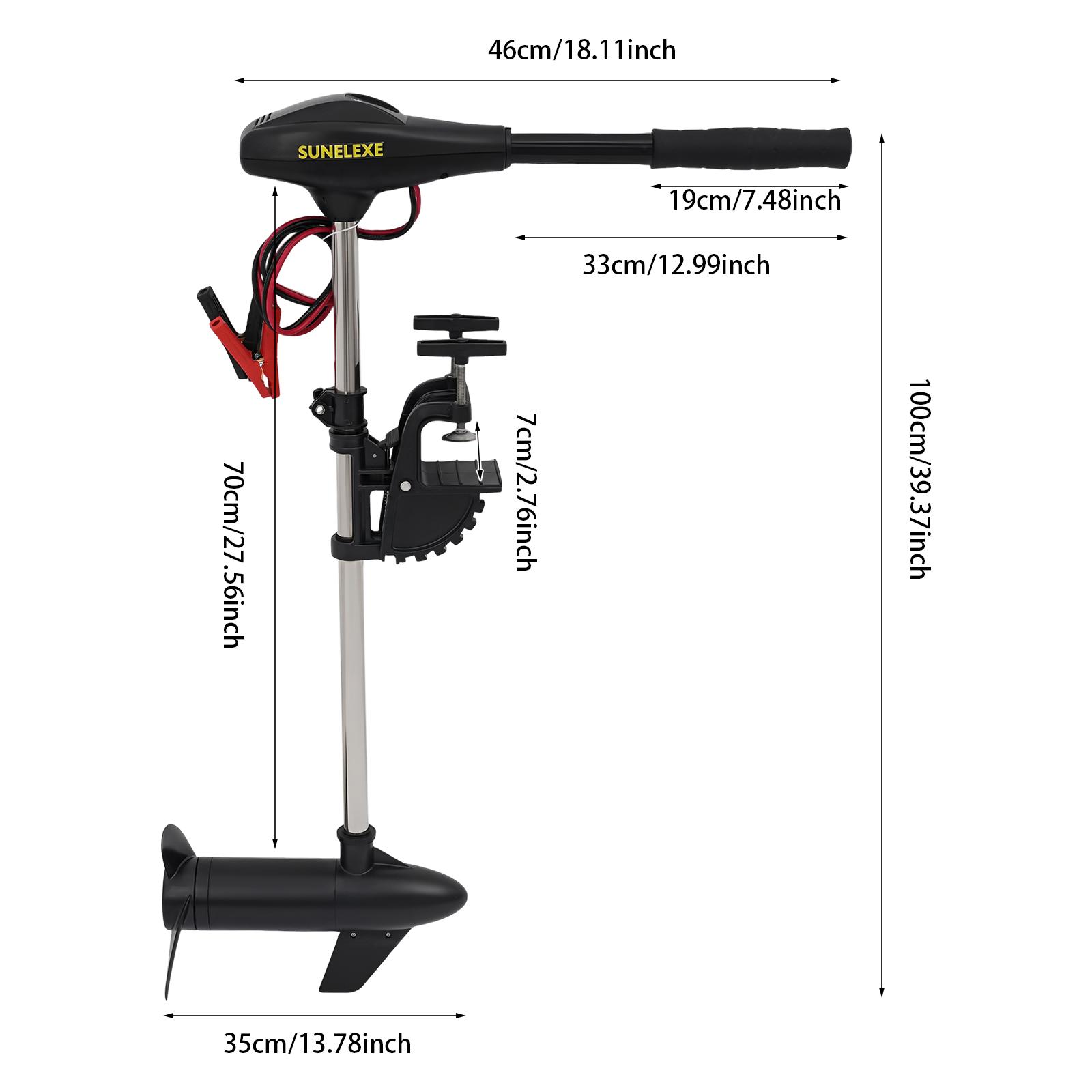 Powerful 40lb Thrust Electric Trolling Motor, 5 Forward Speeds, Adjustable & Durable for Fishing & Inflatable Boats чёрный