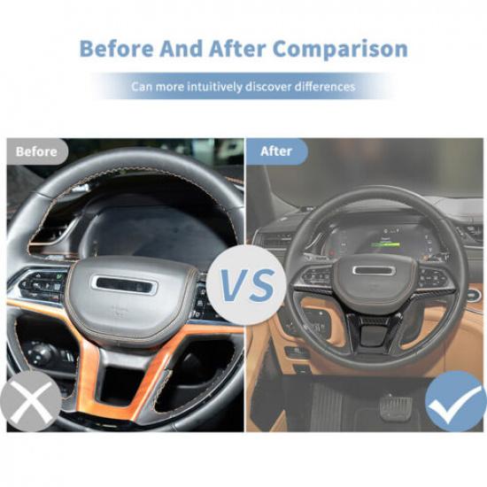 Carbon Fiber Steering Wheel Dashboard Cover Trim Kit for Jeep Grand Cherokee 21+