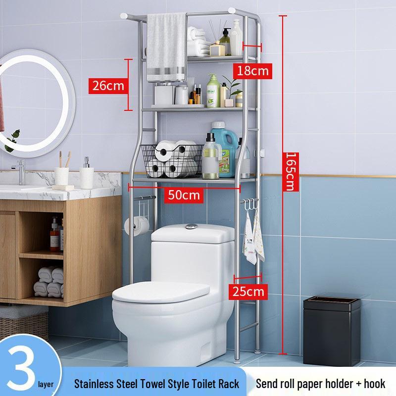 Punch-Free Multi-Layer Bathroom Storage Rack for Washing Machine and Toilet