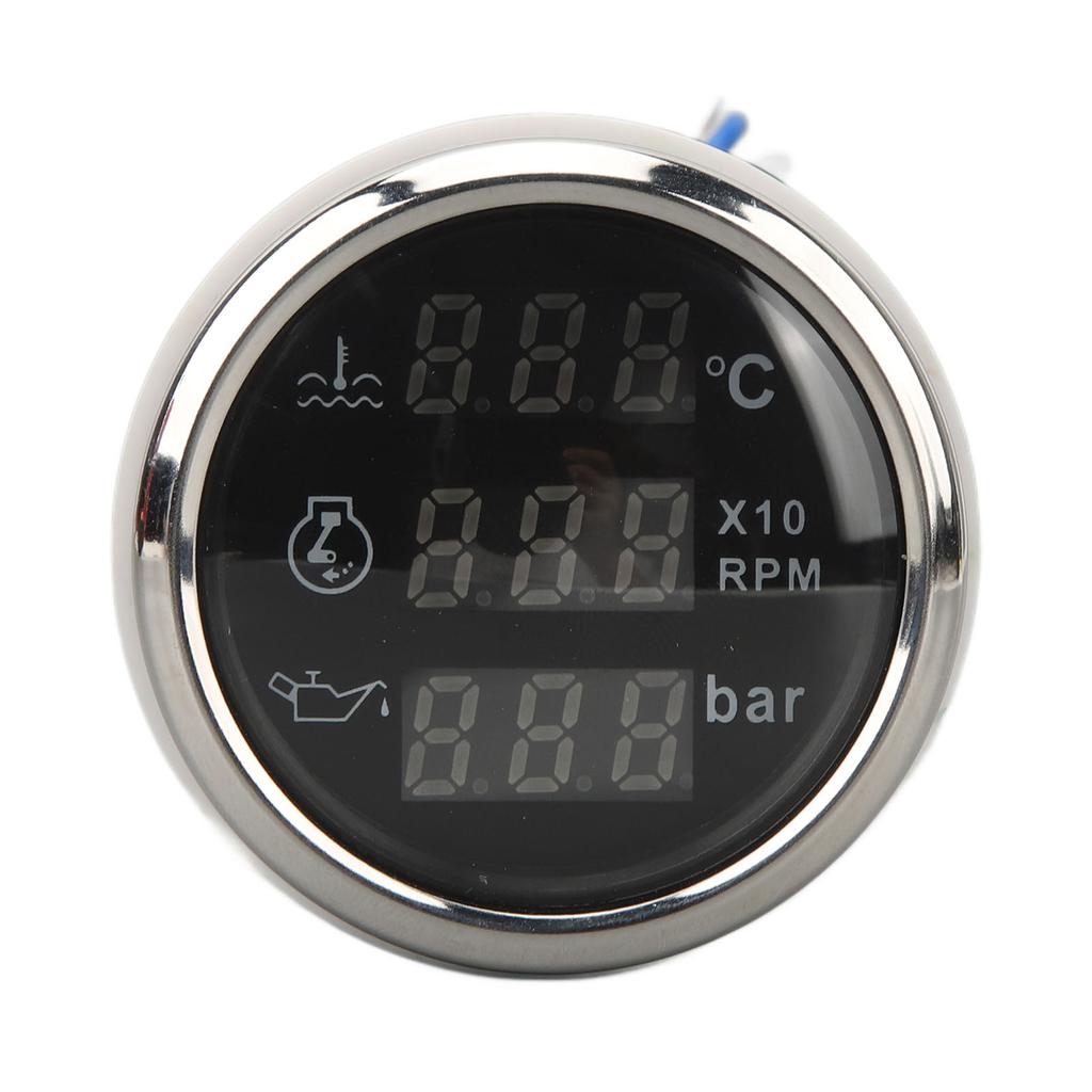 Water Temp Gauge Speed Oil Pressure Meter 52mm 3 In 1 Digital Display Meter for RV Yacht Fishing Boat Ship DC 9 To 32V