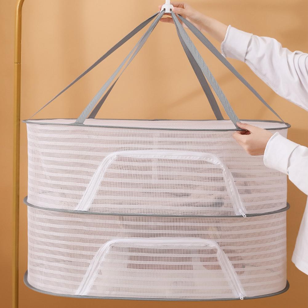4 Layer Drying Net Herbs Folding Fish Hanging Basket Anti-Fly Windproof Hook Fine-Grained Grid for Flowers Buds Plants Organizer