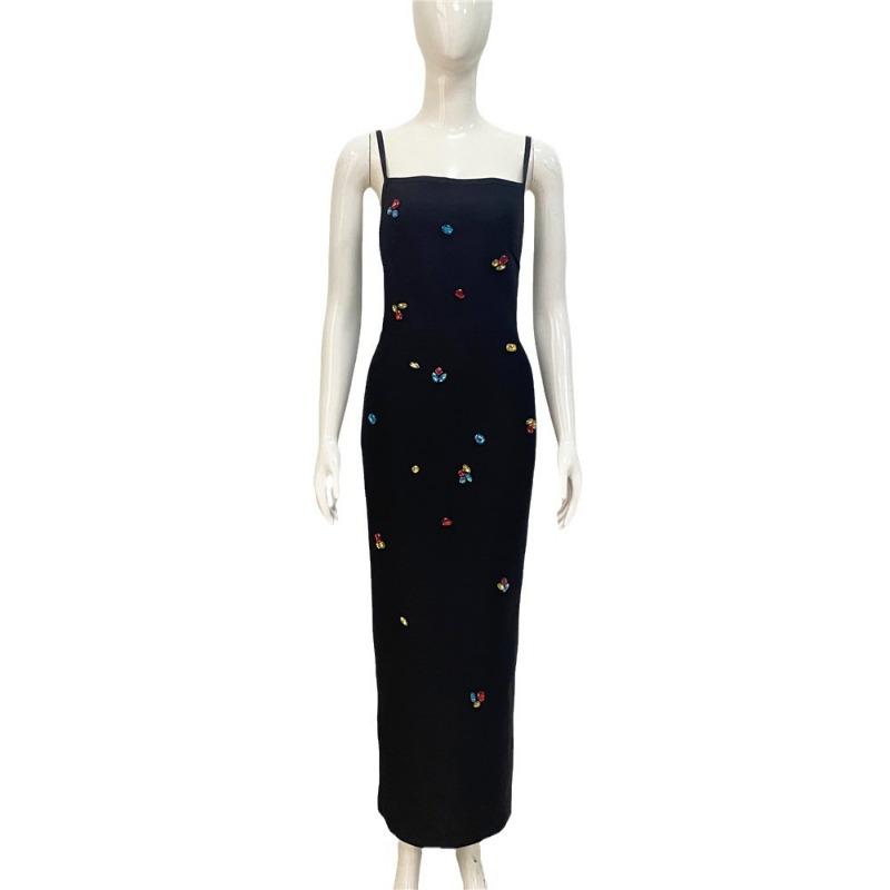 New bandage dress sexy handmade beaded slim temperament suspender skirt slim temperament long dress