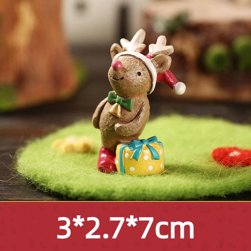 Christmas Cartoon Animal Ornaments Santa Claus Reindeer Resin Crafts Cartoon Christmas Series Crafts Home Desktop Decorations