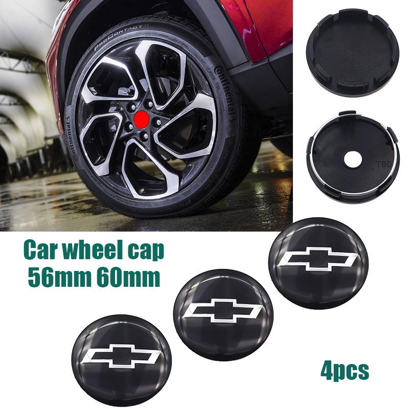 

4pcs 60mm 56mm Car wheel emblem Wheel Center Hub Cap auto Rim refit dust-proof badge covers styling accessories For Chevrolet 56mm black cap&4pcs Chevrolet