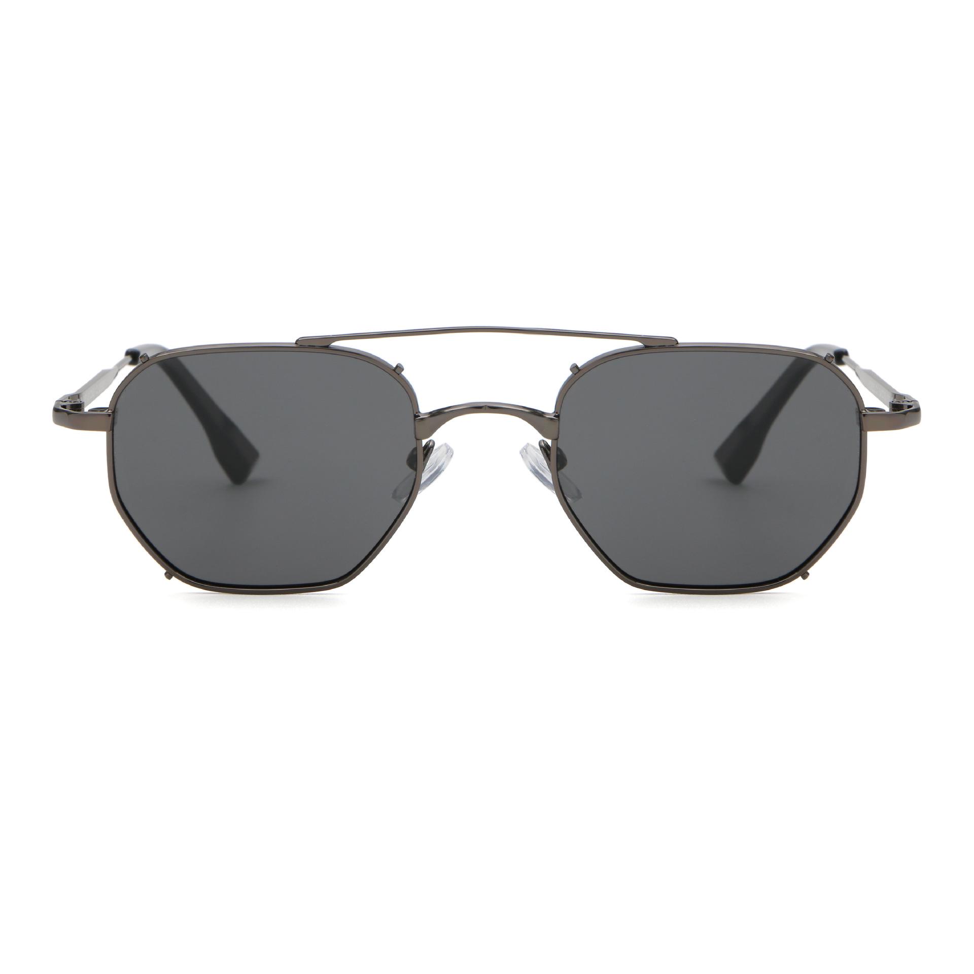 Polygonal Polarized Sunglasses: Women s Fashion Metal Double Bridge, Retro Street Style, High-end Men s Glasses