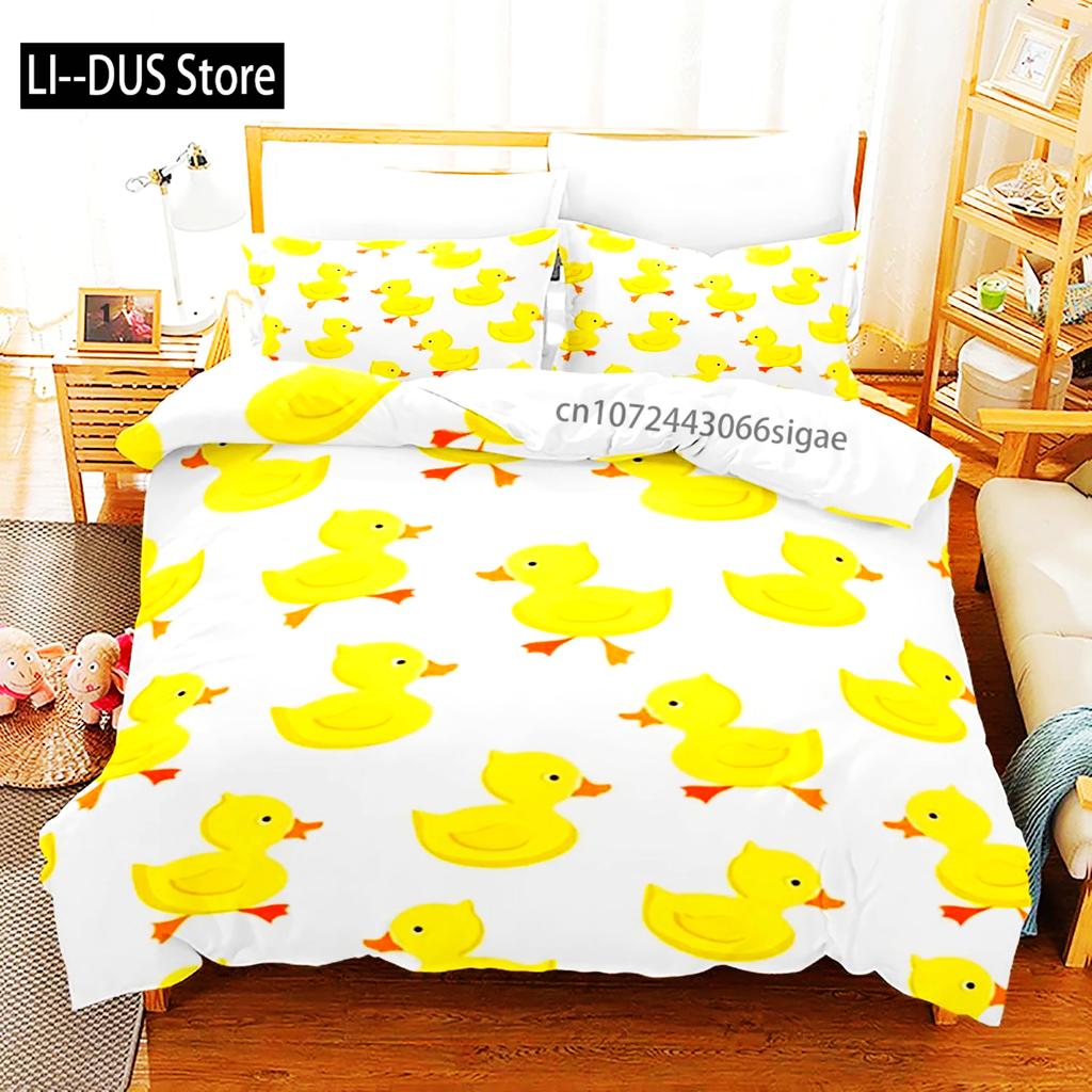 Gelbe Ente Bettwäsche Set Einzelbett Twin Full Queen King Size Kleine Ente Bettset Aldult Jungen Schlafzimmer Bettbezug Sets 3D Druck 015