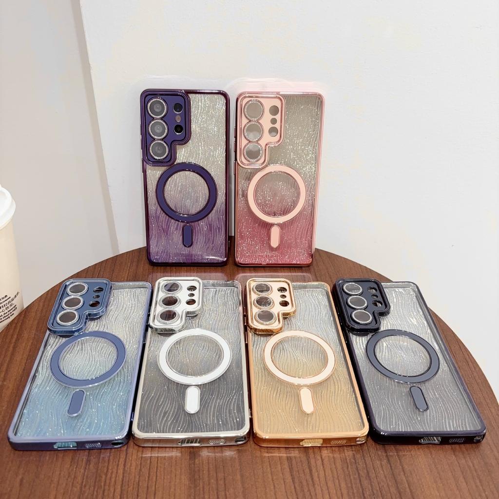 Foreign trade applicable Samsung S26U mobile phone case electroplating magnetic suction S25Plus lens glitter S24FE protective case