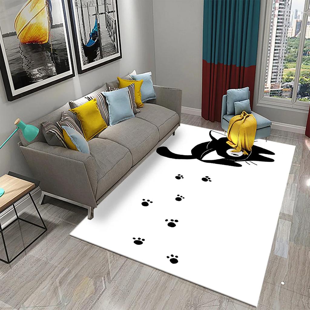 3D Cartoon Niedliche Katze Teppich für Wohnzimmer Badezimmer Kinderzimmer Dekoration Kinder Spielen Krabbeln Weich Rutschfest Bodenmatte Geschenk