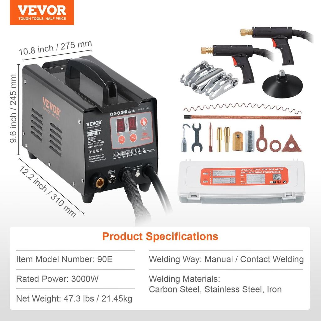 Spot Welder Dent Puller 3KW Stud Welder Dent Repair Kit with 2 Welding Gun