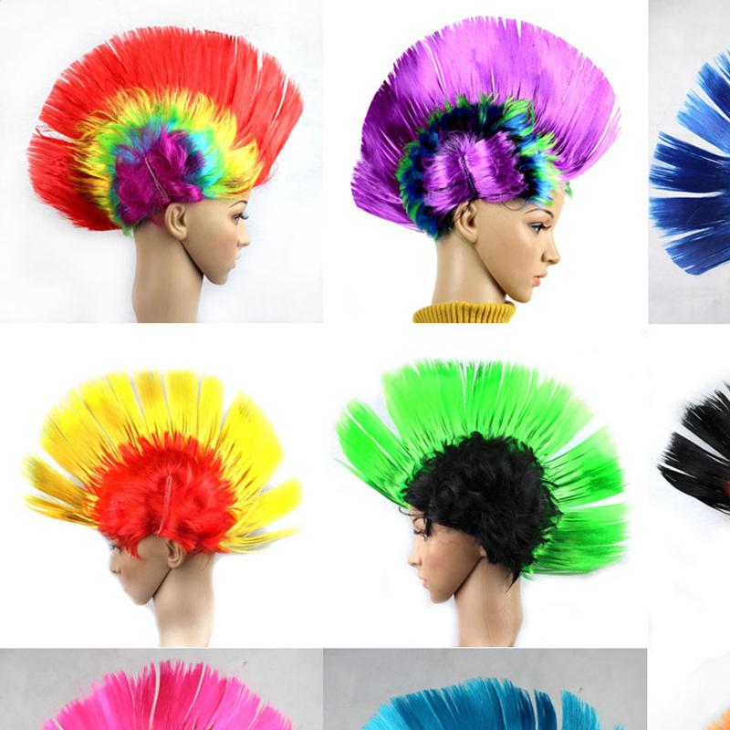 Rainbow Mohawk Hair Wig Rooster Fancy Costume Punk Rock Halloween Party Decor