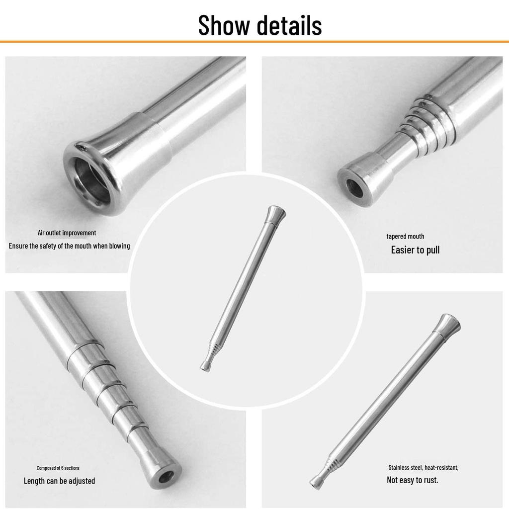 Upgraded Dual-Head Camping Portable Telescopic 6-Section Fire Blower Pipe