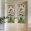 Vintage Window Privacy Film Geometric Stained Glass Flower Decorative Frosted Static Cling Reusable UV Sun Blocking Glass Sticker