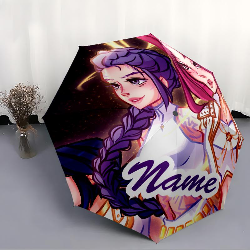 Personalized Name K-KPop Demon Hunters Print Umbrella - Automatic Open/Close, Eight-Rib Durable Frame, Automatic Folding Umbrella
