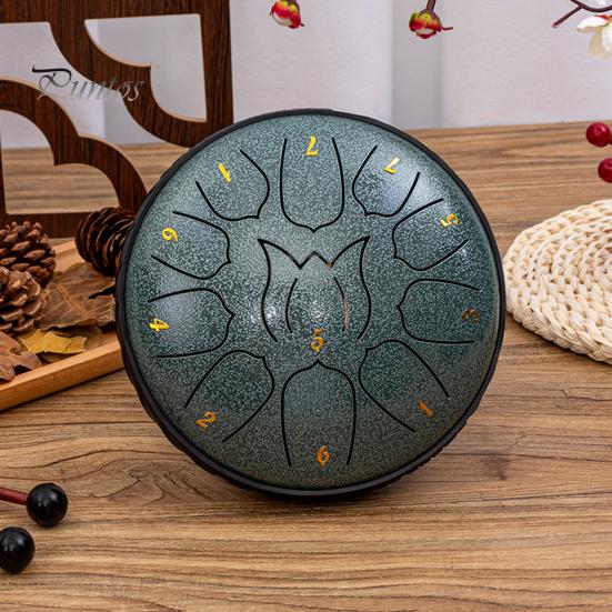 Steel Tongue Drum Set Ethereal Drum with Bag Sticks Music Book Drum Holder Sound Healing Hand Drum for Meditation Yoga Chakra Music Therapy